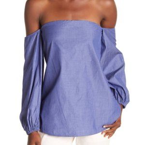 Theory Laureema Poplin off the shoulder top